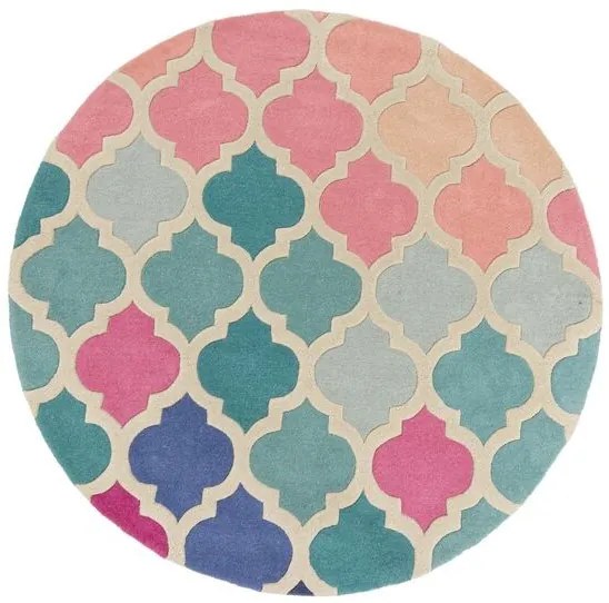 Flair Rugs koberce Ručne všívaný kusový koberec Illusion Rosella Pink/Blue kruh - 160x160 (priemer) kruh cm