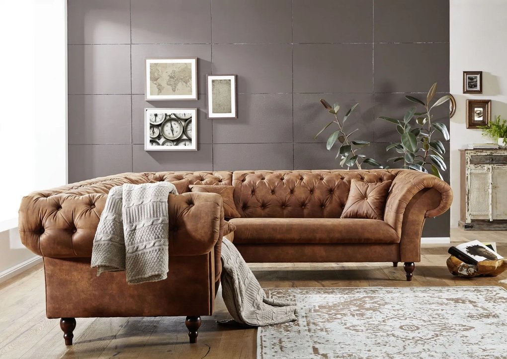 Bighome - LEA rohová sedačka, hnedá