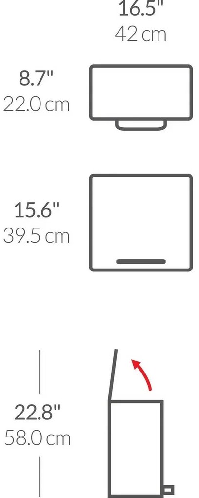 Simplehuman Mini pedálový odpadkový kôš na triedený odpad 15 l, čierna mat