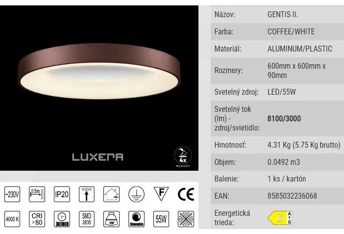 LED stropnica LUXERA GENTIS ll 18401 Ø60 55W-8100lm-4000K
