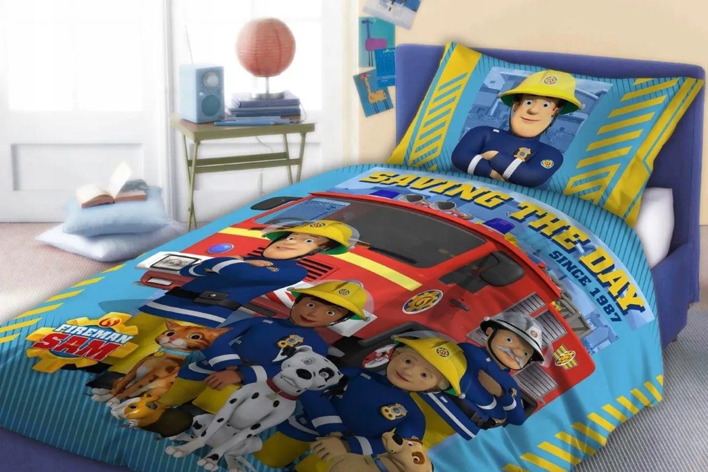 Obliečky Disney Požiarnik Sam do postieľky 135x100cm+40x60cm Faro
