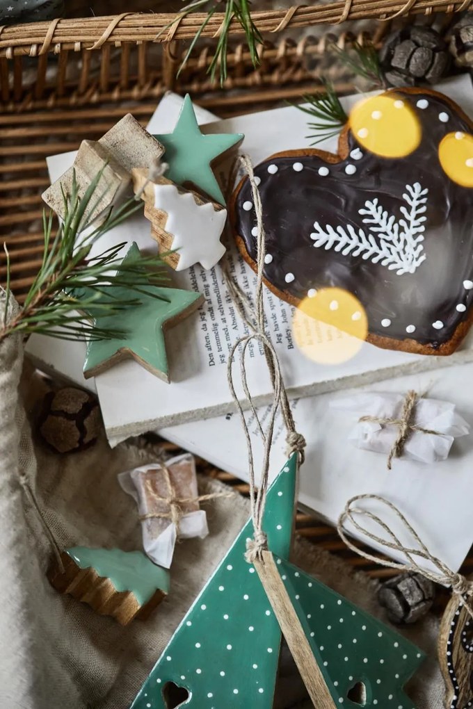 IB Laursen Závesná vianočná ozdoba z mangového dreva MINI TREE biela