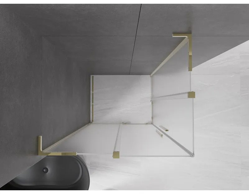 Mexen Velar L Duo, sprchový kút s posuvnými dverami 100 x 90 cm, 8mm sklo námraza, zlatá lesklá, 871-100-090-02-33-50