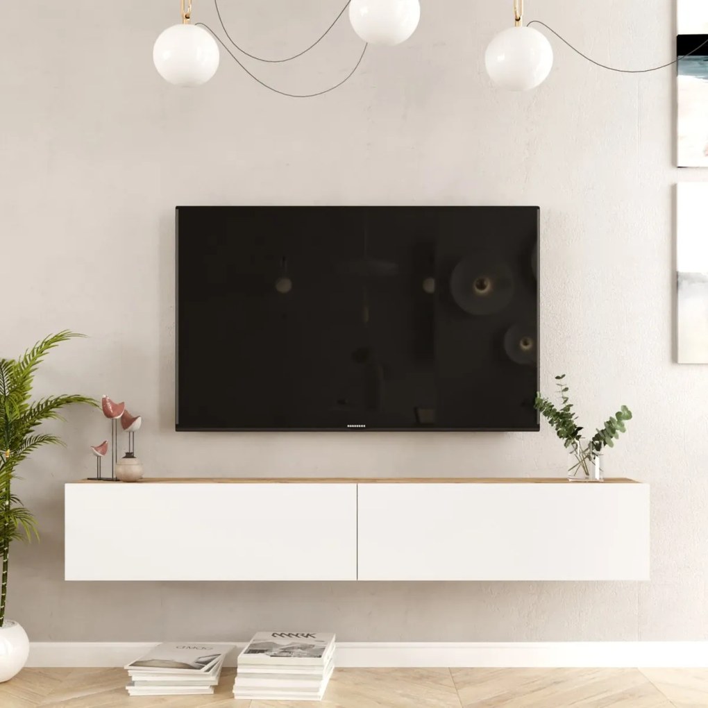 Závěsný TV stolek FR8 180 cm borovice/bílý