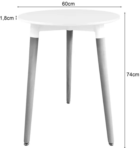 Okrúhly stôl KAMI biely 60 cm