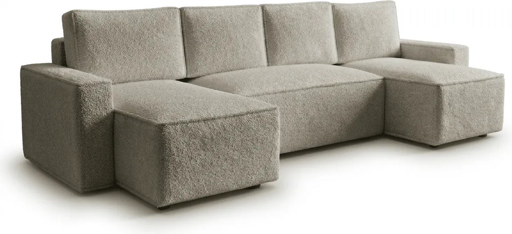 AKCIA Rozkladacia sedacia súprava do U SMART BOUCLE 303x143 cm, sivobéžová II. akosť
