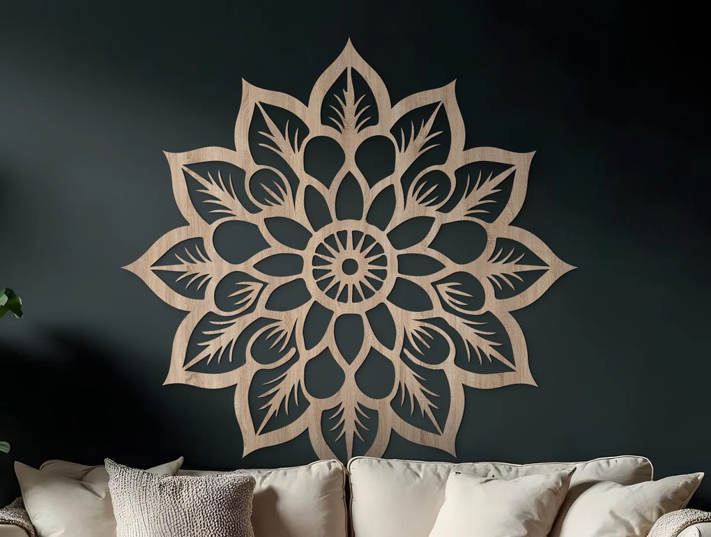 drevko Mandala na stenu Hviezdica Rozmer obrazu: 44,5 x 44 cm, Farba dekorácie: Čierna