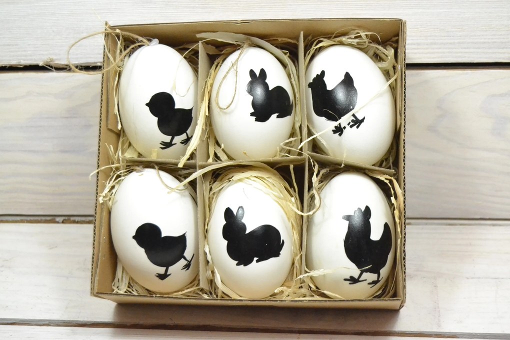 Veľkonočné vajíčka v krabici (6 ks v balení) VZOR 2. (16,5x5,5x15,5 cm)
