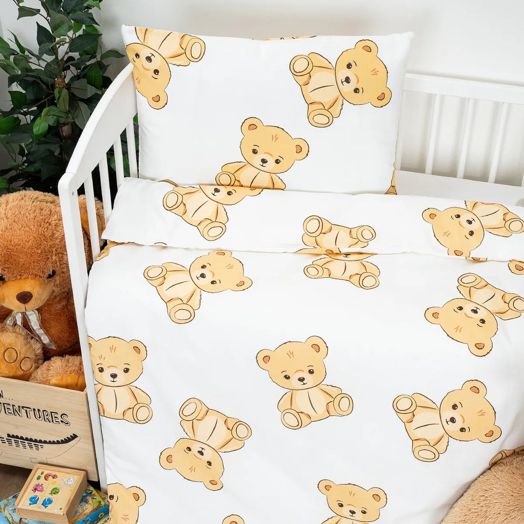 4Home Detské bavlnené obliečky do postieľky Teddies, 100 x 135 cm, 40 x 60 cm
