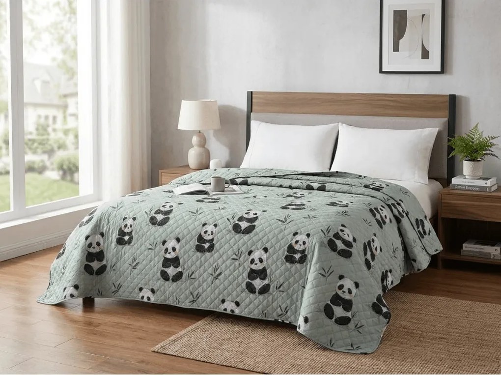 Prehoz na posteľ PANDA RELAX zelený Rozmer: 170 x 210 cm