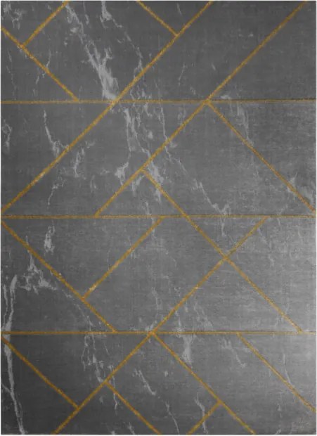 Koberec EMERALD exkluzívny 1012 glamour, styl geometrický, marmur sivý / zlatý
