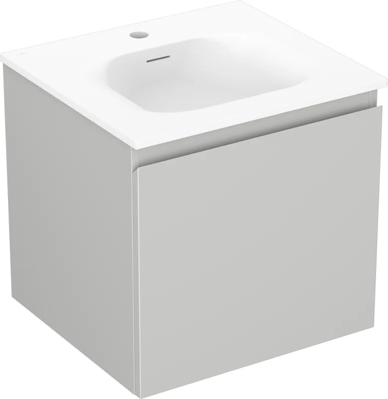 Mexen Orio, kúpeľňová skrinka 50 cm s umývadlom Vela, 1 zásuvka, šedá matná/biela matná, 91A10-05047-1-BF62-W23M01