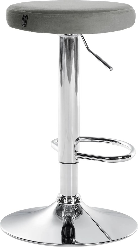 Barová stolička Ponte - zamat, chróm rám - Sivá