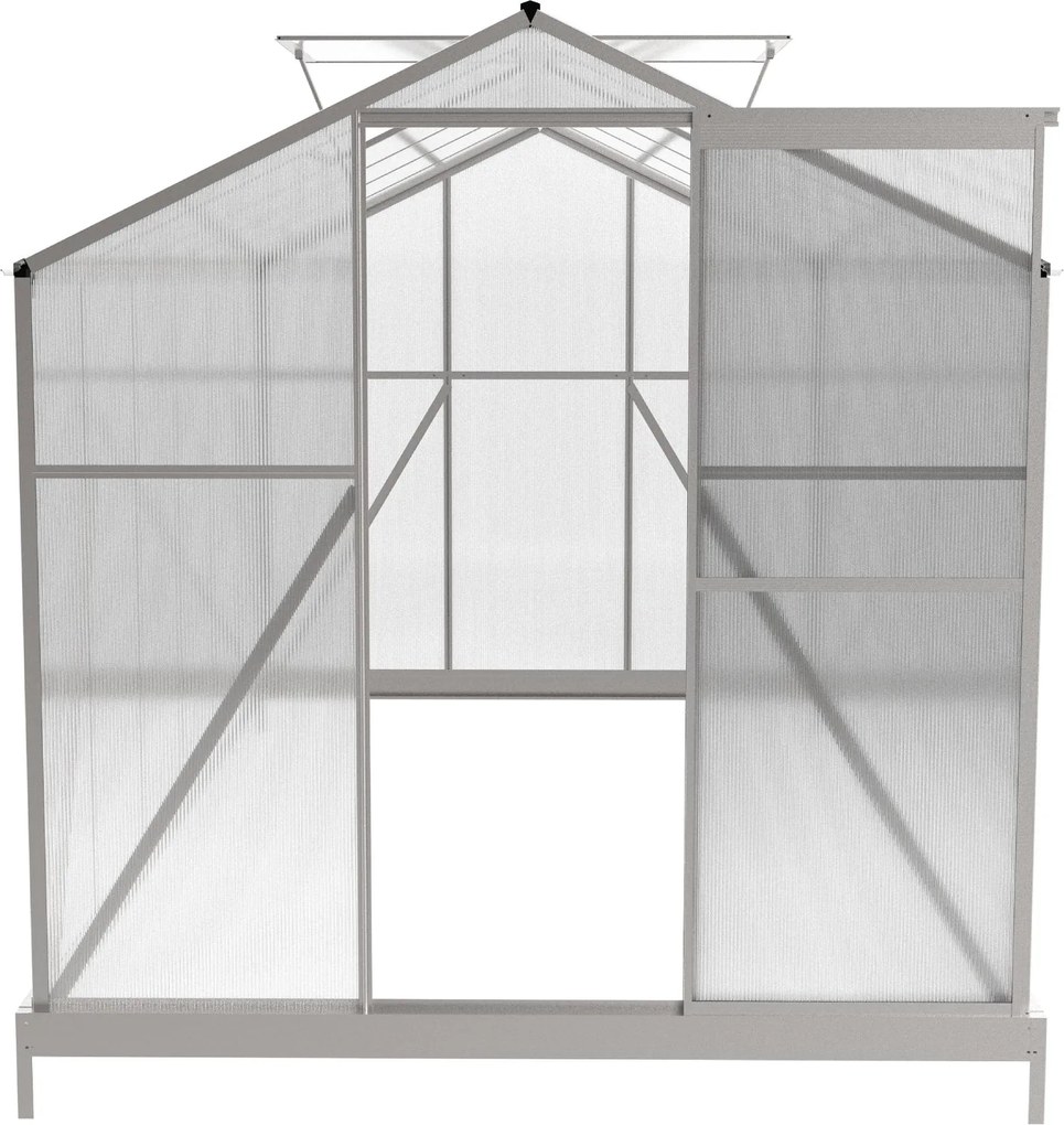 Skleník so základňou BestBerg BBGH‑1206S / 7,05 m² / 371 × 190 × 194 cm / strieborná