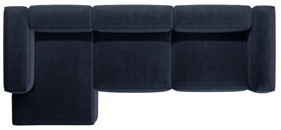 Tmavomodrá menčestrová rohová pohovka (ľavý roh/s leňoškou) Bergamo – Cosmopolitan Design