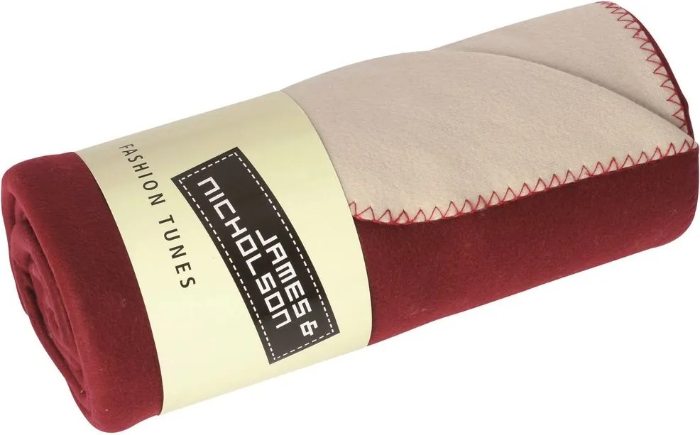 James & Nicholson (Daiber) Fleece deka 150x170 cm JN952 - Bordeaux / smotanová | 150 x 170 cm