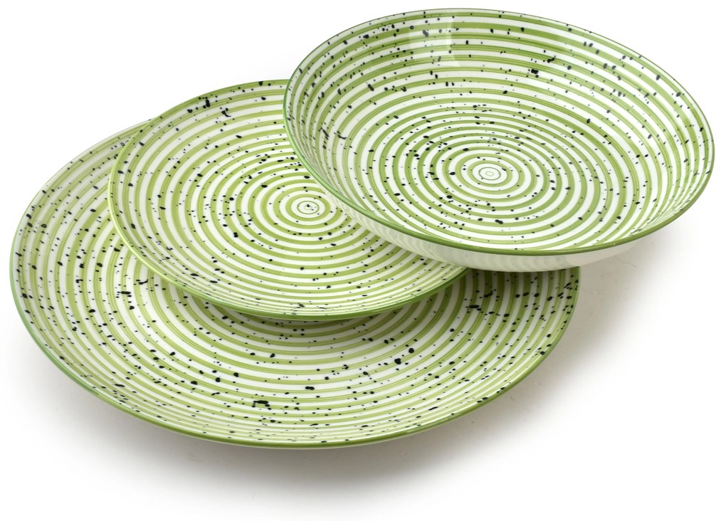 Porcelánová jedálenská súprava Stripes Green sada 18ks