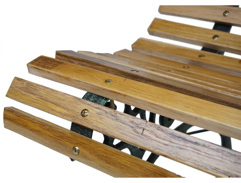 Záhradná lavica F97 2-miestna - liatina / drevo, 122 cm - Svetlo hnedá