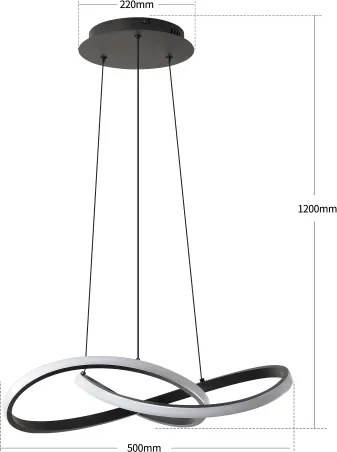 Brilagi - Stmievateľný LED luster na lanku INFINITY LED/55W/230V 50x50 cm čierny + DO
