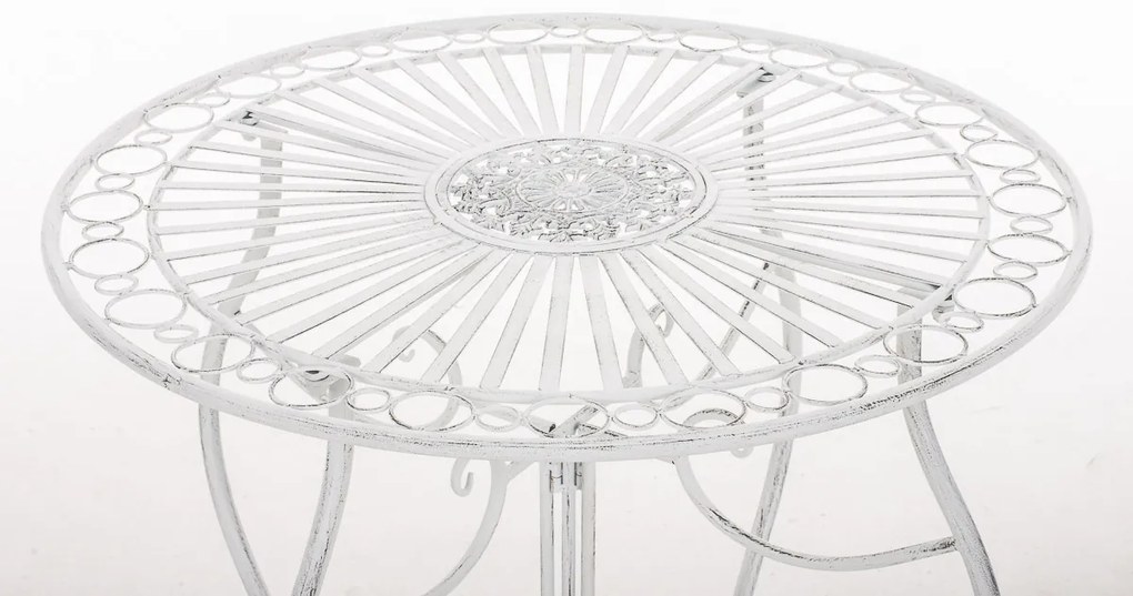 Súprava kovových stoličiek a stola Aldeano (SET 2+1) - Biela antik