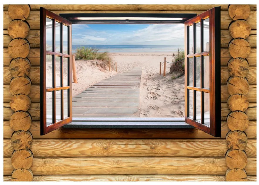 Artgeist Fototapeta - Beach outside the window Veľkosť: 147x105, Verzia: Samolepiaca