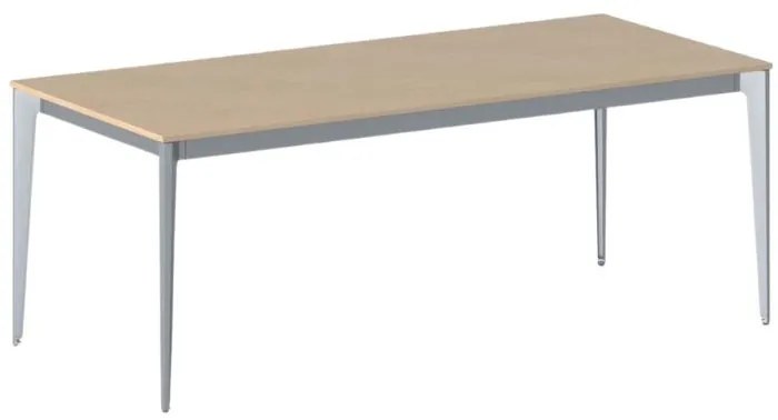 Rokovací kancelársky stôl PRIMO ACTION, 200x90 cm, sivostrieborná podnož, buk