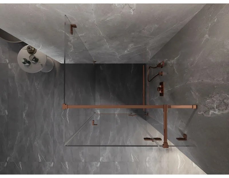 Mexen Lunar T, výklopný sprchový kút pravý 110 x 110 cm, 8mm číre sklo, profil ružové zlato, 834T-110-110-60-00-P