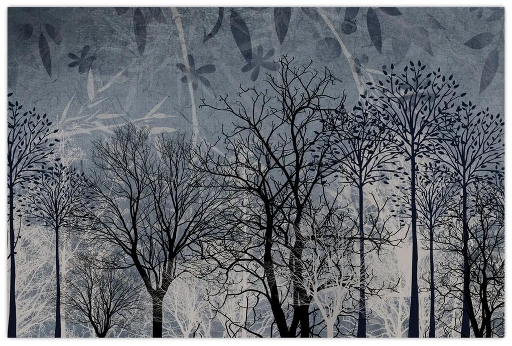 Obraz - Siluety stromov s listami (90x60 cm)
