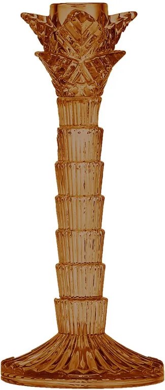 Zlato hnedý sklenený svietnik Palma - 9 * 9 * 21cm