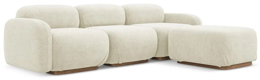 Krémovobiela modulárna rohová pohovka z textílie buklé Ailani – Makamii