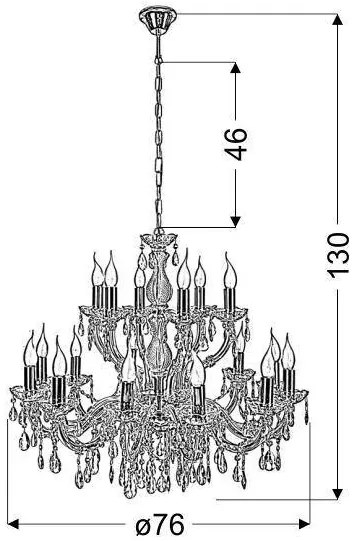 Candellux Zlatý krištáľový luster Maria Teresa pre žiarovku 18x E14 30-94615