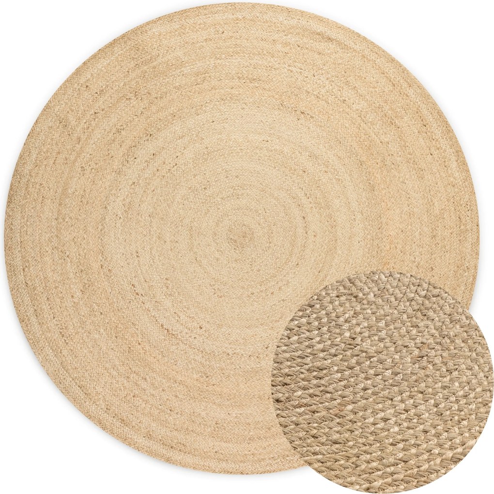 Hanse Home, Kusový koberec Jute Braided 106007 Ivory kruh, 200x200 (priemer) kruh, béžová, chodba / predsieň
