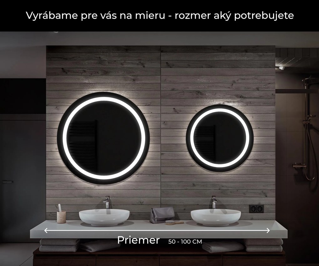 Okrúhle zrkadlo L33 podsvietene LED do kupelne kozmeticke zrkadlo led s bielym rámom