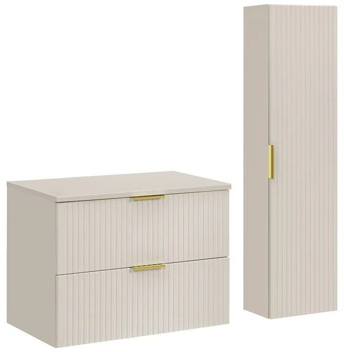 Kúpeľňová zostava Adele kašmírová s doskou a skrinkami 80 cm kašmírová