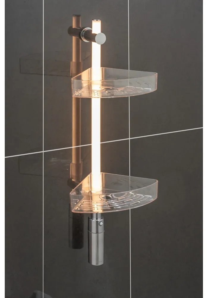 Priehľadná samodržiaca kúpeľňová polička - Wenko