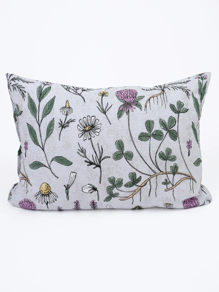 Krepová obliečka na vankúš Renforcé 70 × 90 cm - Herbár sivá