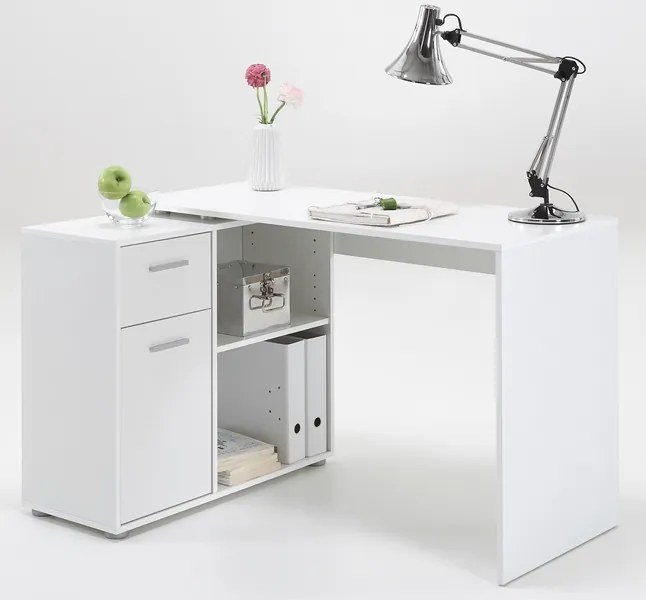 Písací stôl s regálom Albrecht, biely