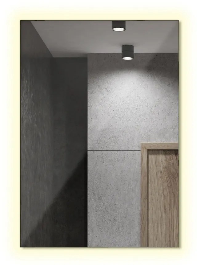 Obdĺžnikové kúpeľňové zrkadlo s led osvetlením 60x40 cm Teplé svetlo (3000K)