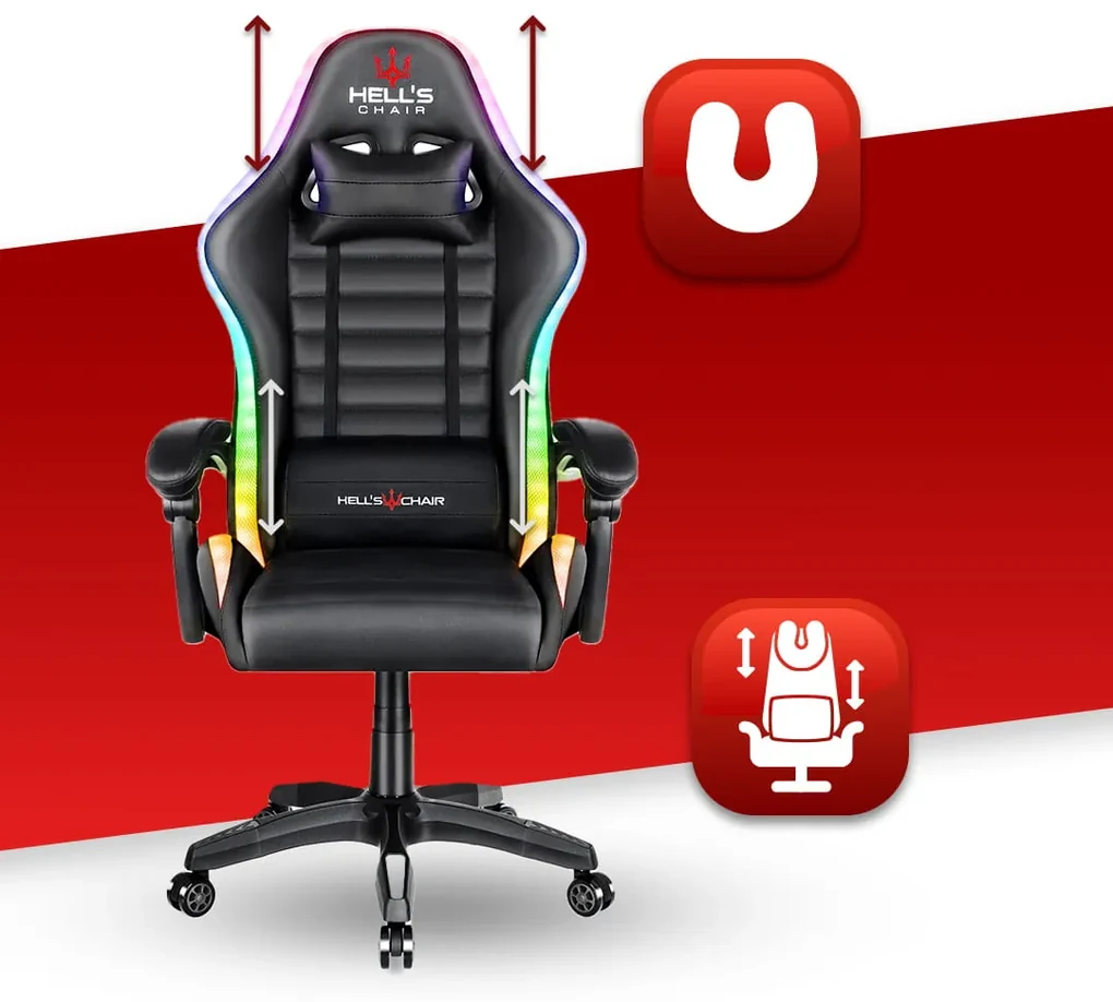 Hells Herné kreslo Hell's Chair HC-1003 LED RGB podsvietenie
