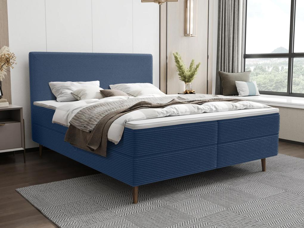 Jednolôžková posteľ 120 cm Napoli Bonell (modrá) (s roštom, s úl. priestorom). Vlastná spoľahlivá doprava až k Vám domov. 1082434
