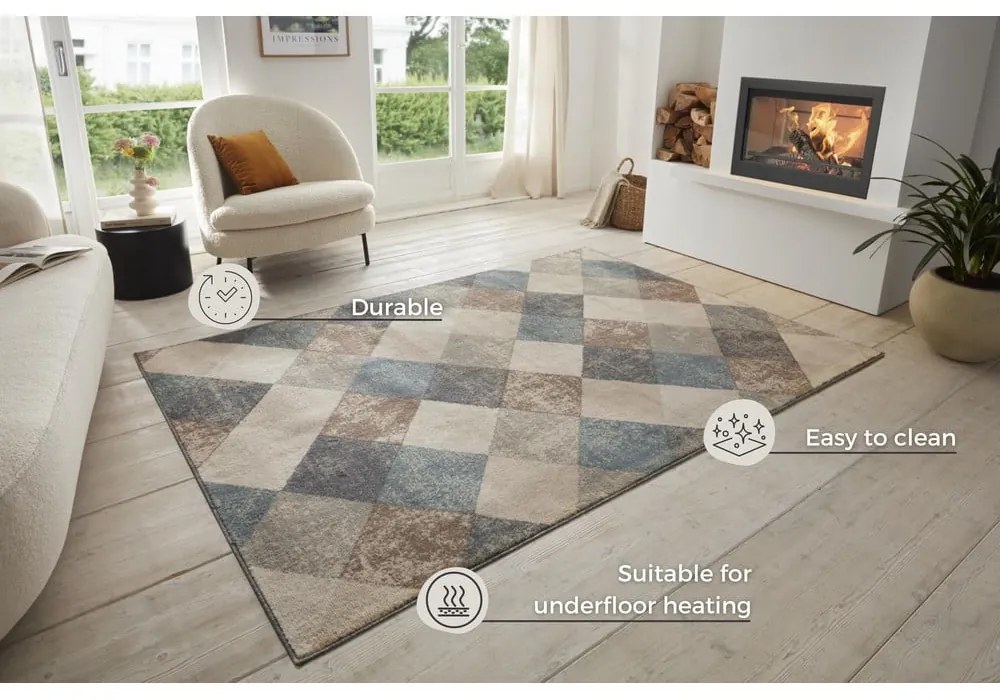 Modrý/béžový koberec 160x235 cm Terrain – Hanse Home