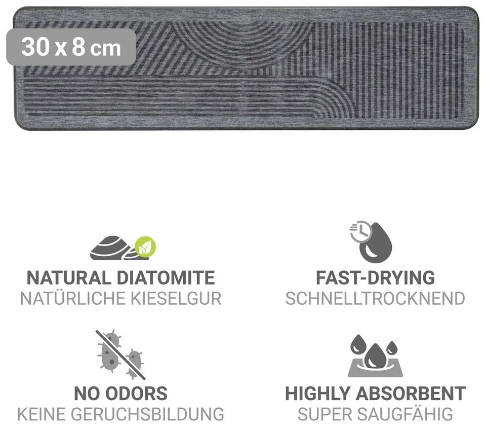 Sivá odkvapkávacia podložka na riad z kremeliny 30x8 cm Damon – Wenko