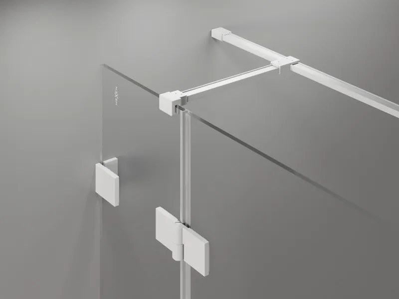 Mexen Lunar T, výklopný sprchový kút pravý 90 x 70 cm, 8mm číre sklo, biely profil, 834T-090-070-20-00-P