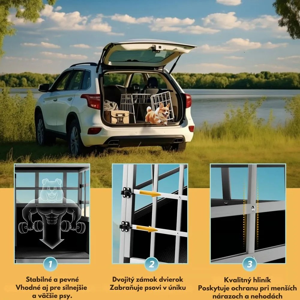 Prepravka pre psa BRUNO, 89x70x51cm strieborná/čierna Cadoca