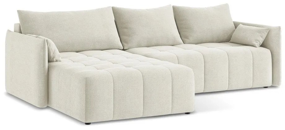 Béžová rozkladacia/s úložným priestorom rohová pohovka (ľavý roh/s leňoškou) Moku – Makamii