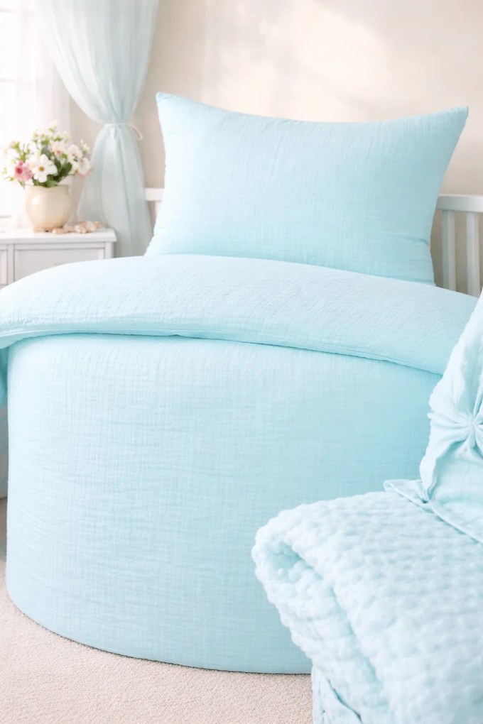 INTERMEDIC SK Mušelínové obliečky modré 90x130 + 45x65 cm