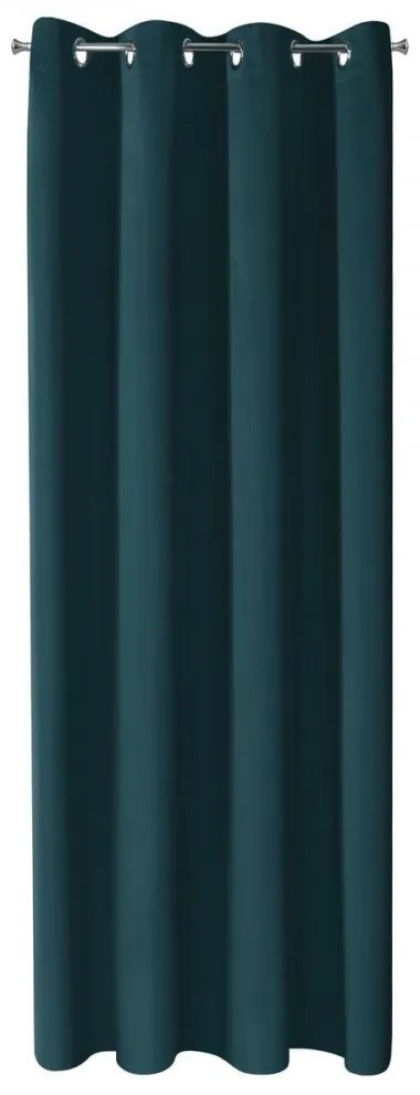 Krásny petrolejovo zelený zatemňujúci záves na kruhy 135 x 250 cm