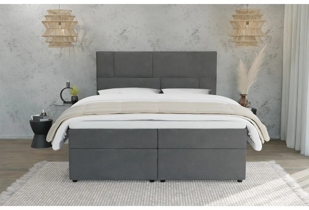Sivá boxspring posteľ s úložným priestorom 140x200 cm Lola – Ropez
