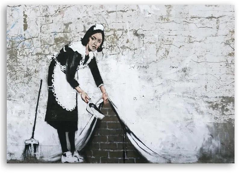Obraz na plátně Banksy Maid Street Art - 120x80 cm