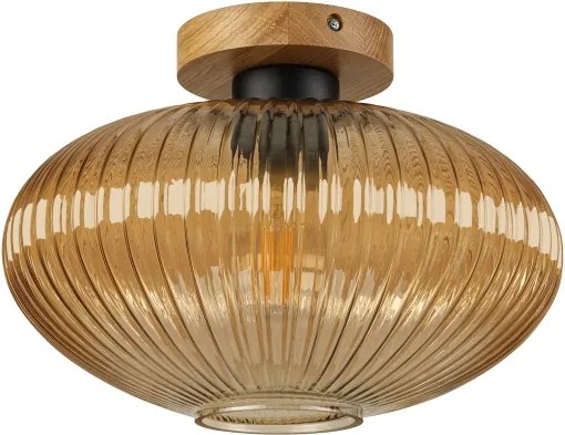 Stropné svietidlo MILOU WOOD 1xE27/15W/230V dub/dymová béžová pr. 29 cm